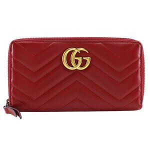 GUCCI Double G zip around wallet Purse 443123 GG Marmon Chevron quilting